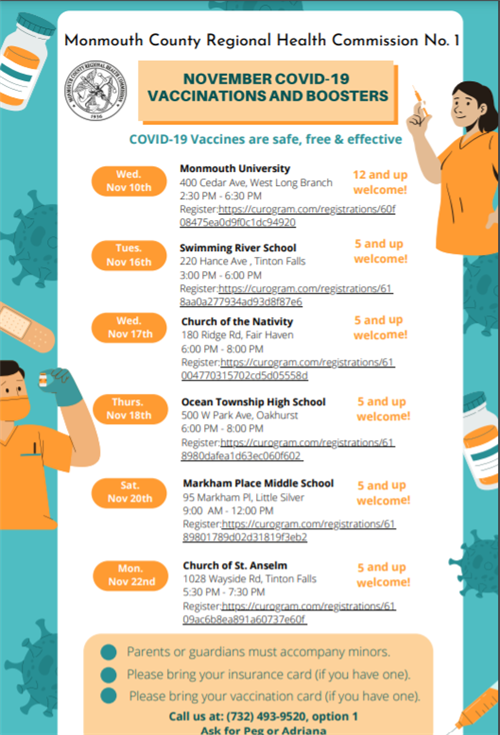 More Covid Vaccine Dates and Locations